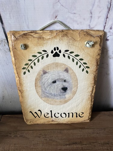 Hand painted slate - hand, welcome
