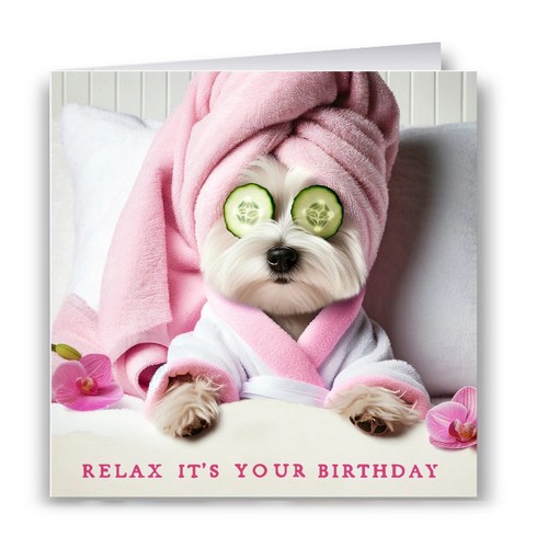 Pampered westie birthday card - westie,